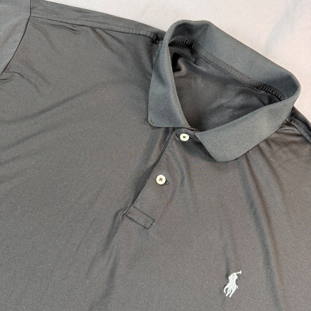Polo Ralph Lauren Mens Black Performance Short Sleeve Pony Logo Polo Shirt XXL